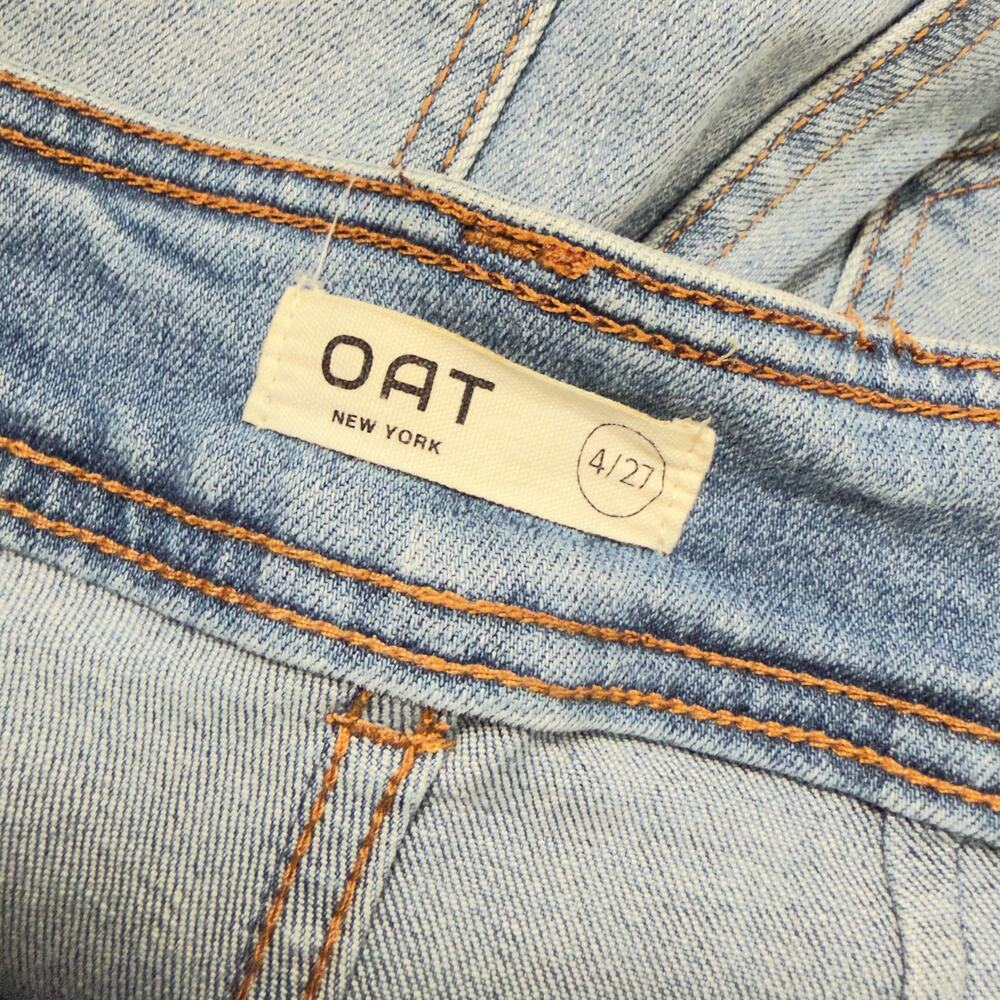 OAT New York High Rise Square Pocket Wide Leg Raw Hem Denim Jeans Size 4/27 - Picture 8 of 10